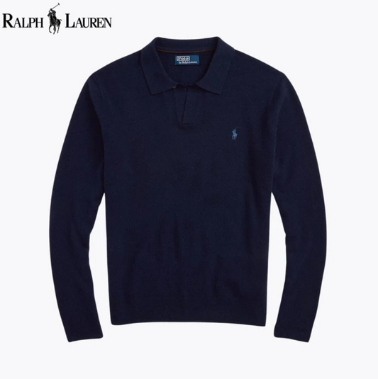 RL Premium Wollpullover mit Johnny-Kragen