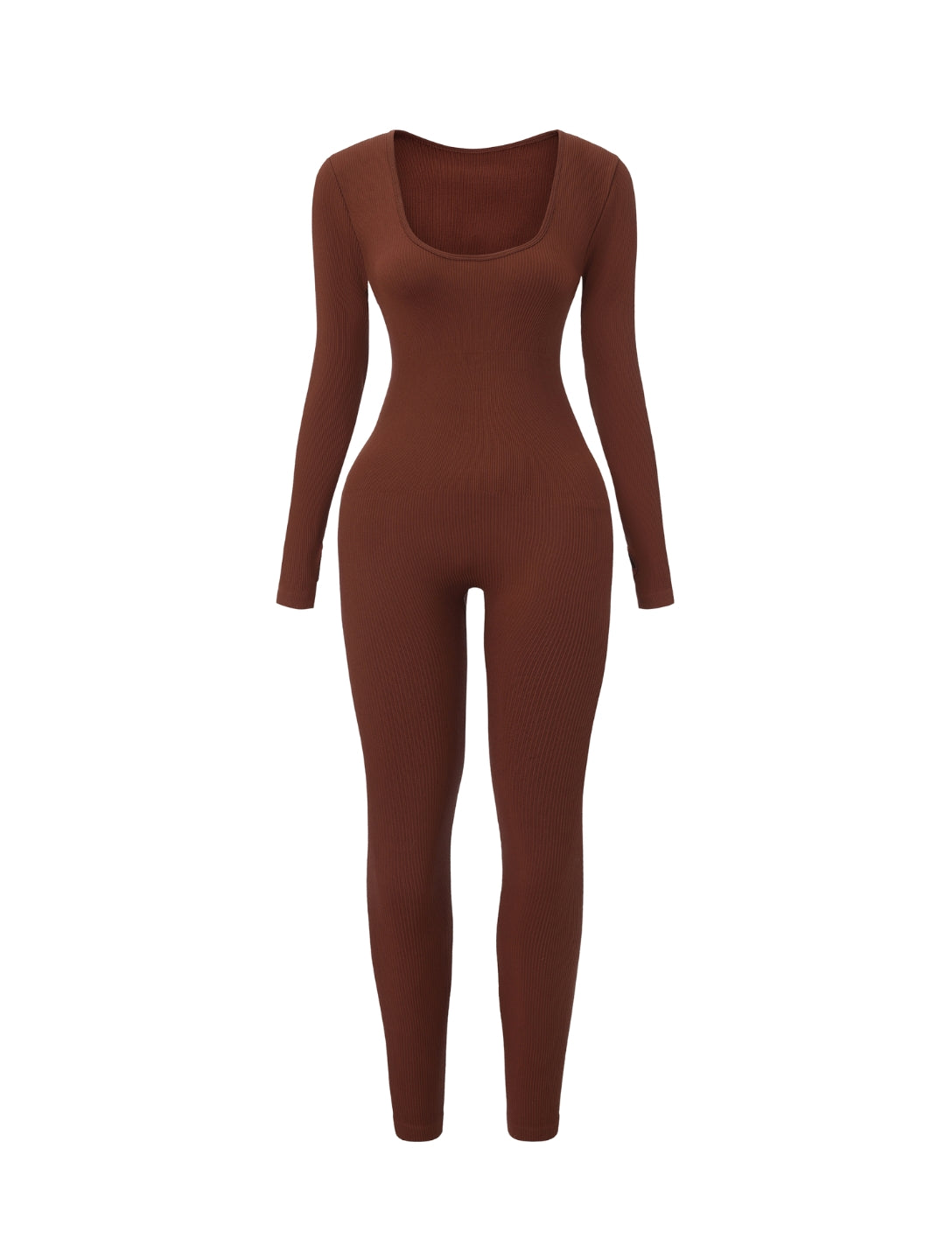 Ribbed Square Neck Jumpsuit - HeyShape