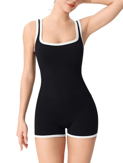 Outlined Ribbed Bodysuit - HeyShape