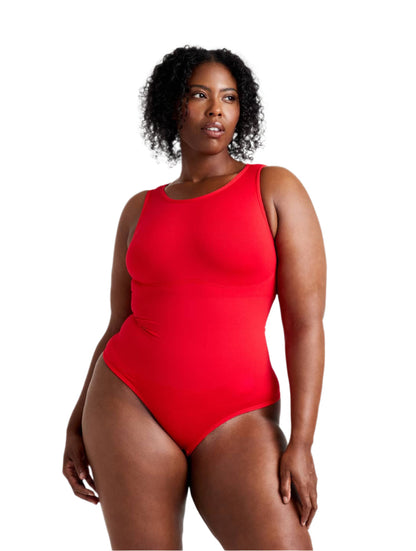 Round Neck Thong Bodysuit - HeyShape