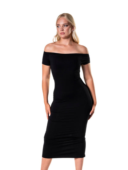 Off-Shoulder Shapewear Split Dress - HeyShape