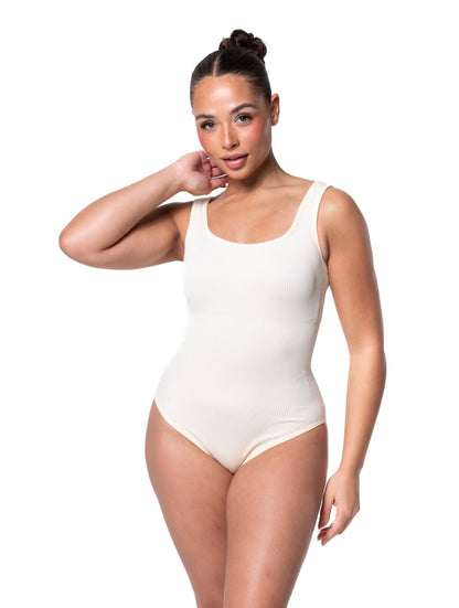 Ribbed Snatched Shapewear Bodysuit - HeyShape