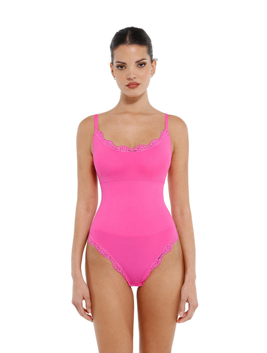 Seamless Laced Thong Bodysuit - HeyShape