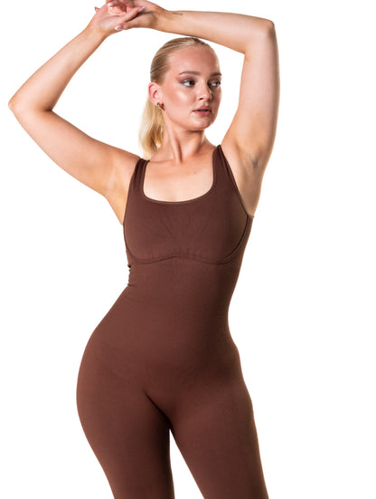 Square Neck U-Back Flared Jumpsuit - HeyShape