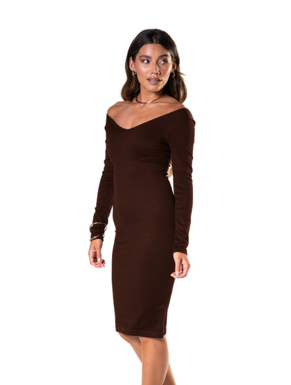 V-Neck Long Sleeve Shapewear Dress